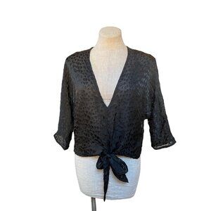 Kimono Blouse Novelty Hearts Sheer Brocade Oversized Black Edgy Chic Designer